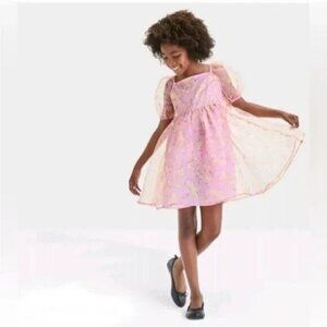 Pokemon Pikachu Girl's Organza Babydoll Mini Dress Pink Size (M) 8